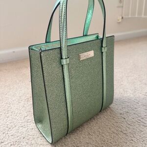 Kate Spade Kenzie Glitter Metallic Green Crossbody Bag NWT